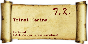 Tolnai Karina névjegykártya